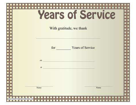 Free Printable Appreciation Certificate for Years of Service