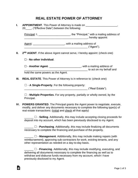 Free Louisiana Real Estate Power of Attorney Form PDF eForms