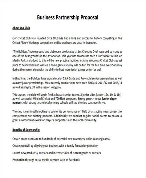 Sample Business Proposal Letter For Partnership Professionally