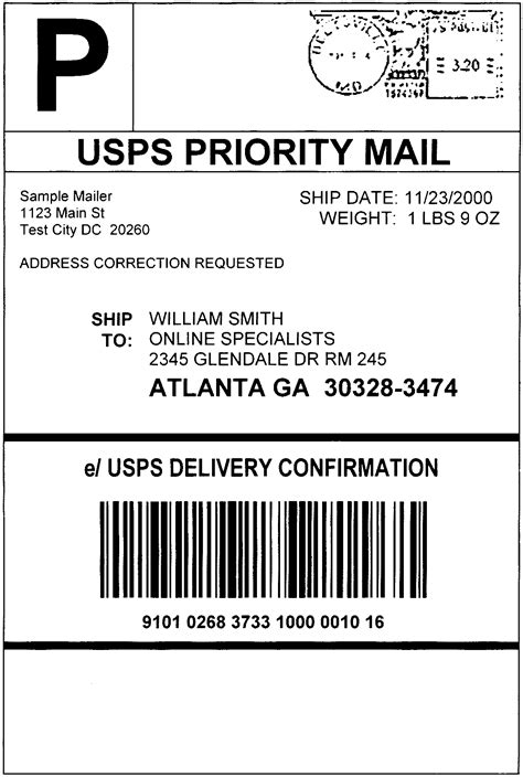 Shipping Label Template Usps printable label templates