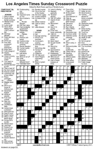 Free Sunday Crossword Puzzles Printable