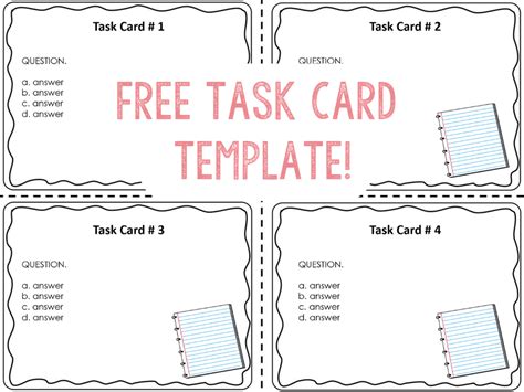 Editable Task Card Templates Bkb Resources Intended For Task Card