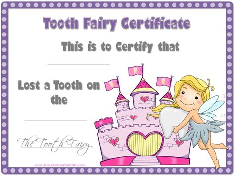 Free Tooth Fairy Certificate Customize Online Instant Download