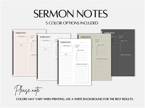 Free A5 Sermon Study Printables