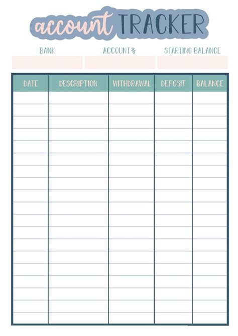 Free Account Tracker Printable