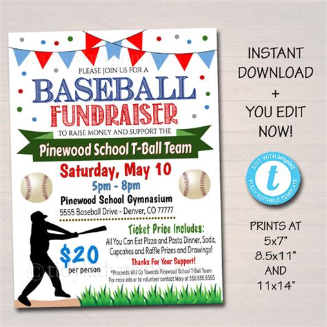 free baseball ticket template for fundraiser