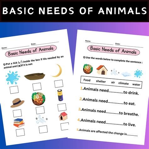 Free Basic Needs Of Plants And Animals Printables