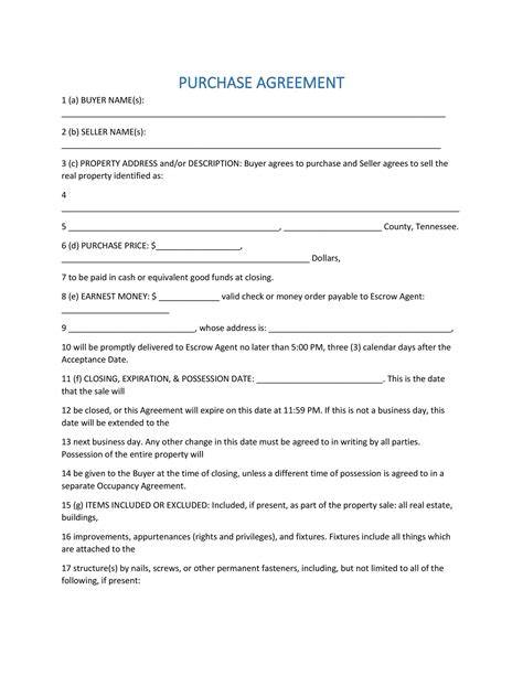 Free Basic Printable House Purchase Aggreement