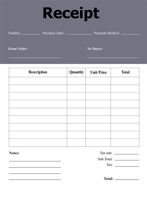 Free Blank Receipt Printable