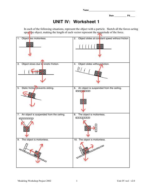 FreeBody Diagrams worksheet answer key
