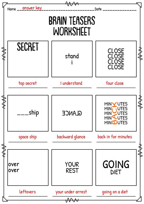 Free Brain Teasers Printable Worksheets