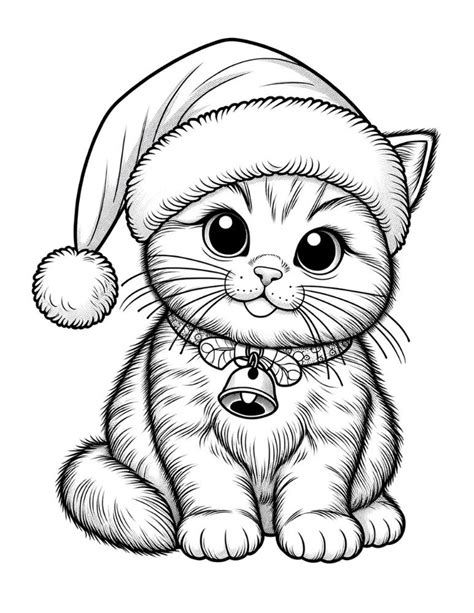 Kitty Cat Christmas Coloring Pages at Free printable