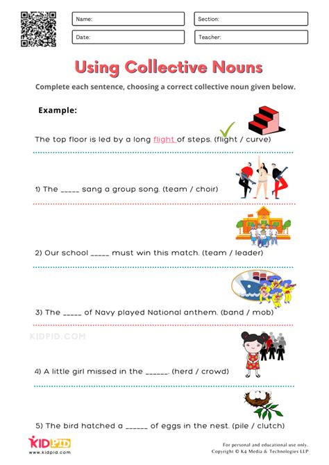 free collective noun 2nd grade worksheets
