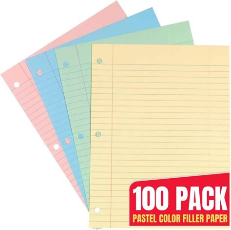 Free Colored Notebook Sheets Of Paper Printables