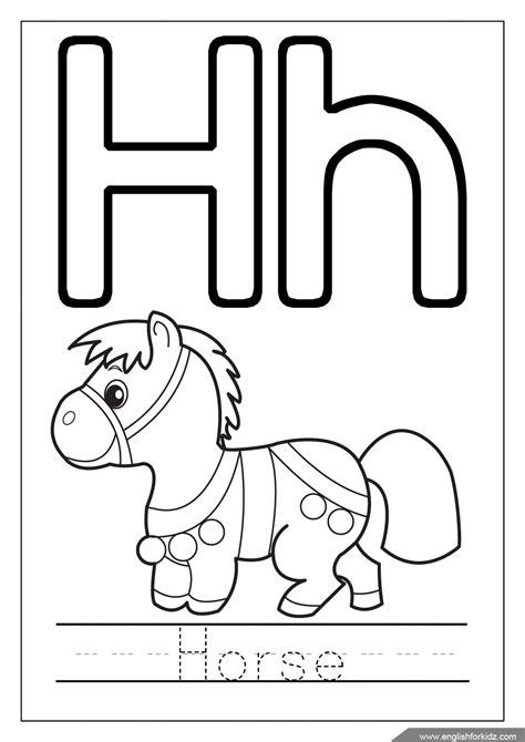 free coloring pages for kids letter h