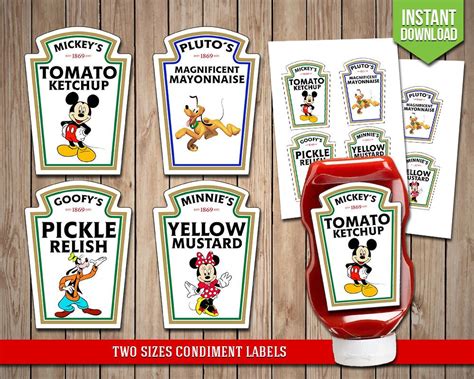 Free Condiment Printable Mickey Labels