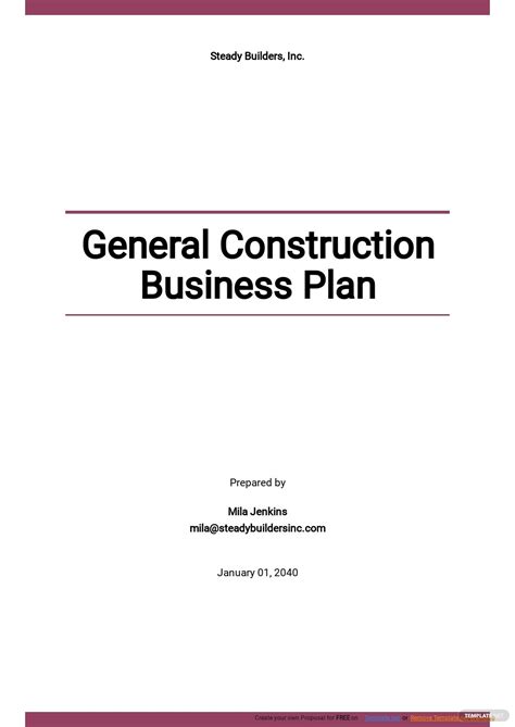 free construction company business plan template