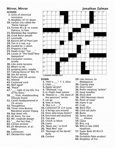 free crossword puzzles daily mirror