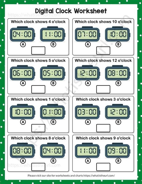 Free Digital Clock Worksheets Printable