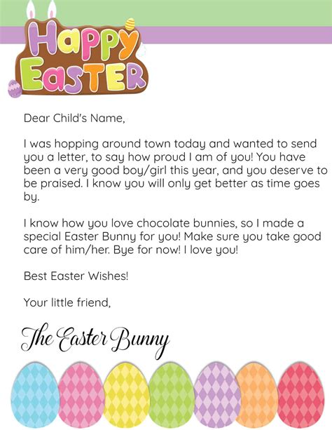 free easter bunny letter template word