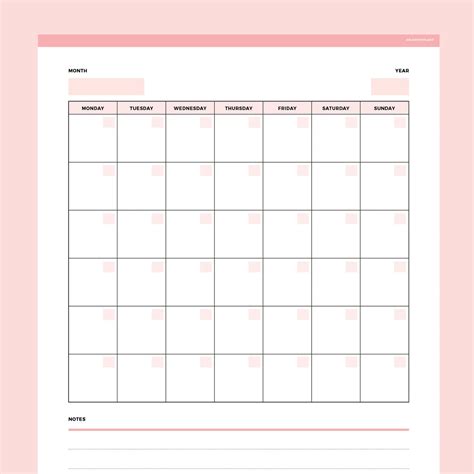 Free Editable Monthly Calendar