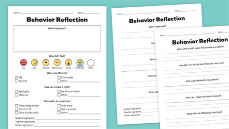 Free Elementary Reflection Sheets Printable