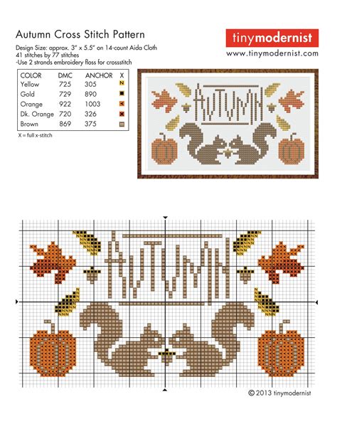 Free Fall Counted Cross Stitch Patterns