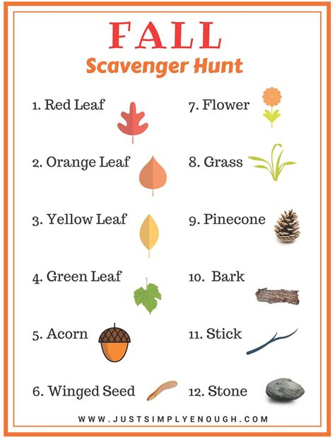 Free Fall Scavenger Hunt Printable: A Fun Activity For All Ages