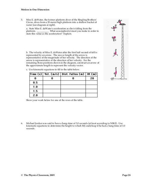free fall worksheet answers physics classroom