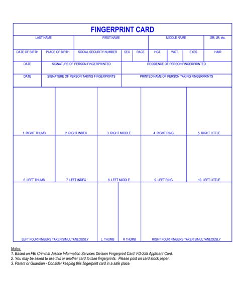 free fingerprint card template