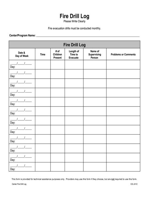Free Fire Drill Printable
