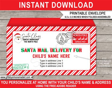 Free From Santa Printable Template Envelopes