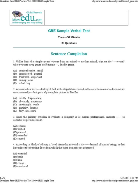 free full gre practice test