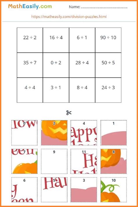 Free Halloween Math Puzzles Printable