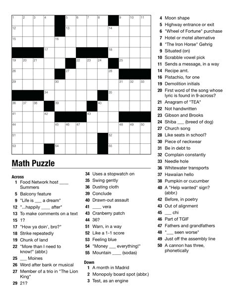 free high school crossword puzzles