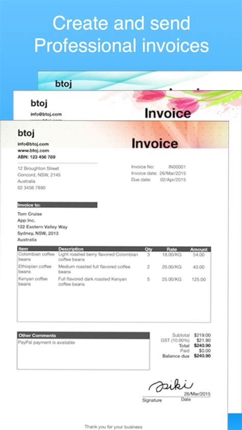 free invoice maker for iphone