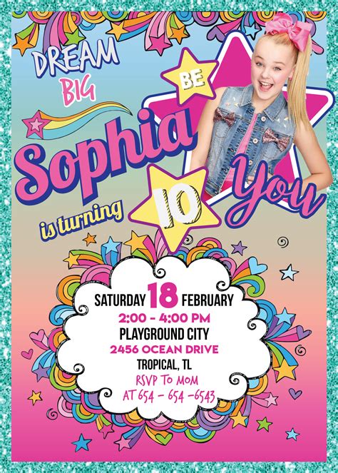 free jojo siwa printable birthday invitations