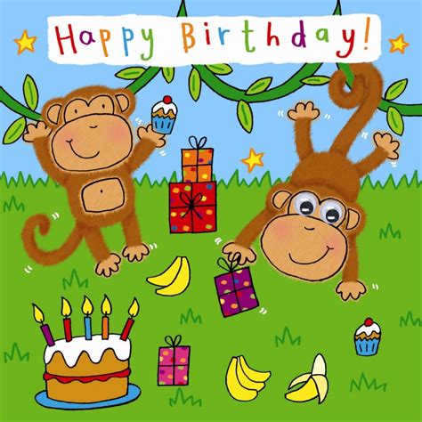 Two designs of birthday card template with kids and presents 294420