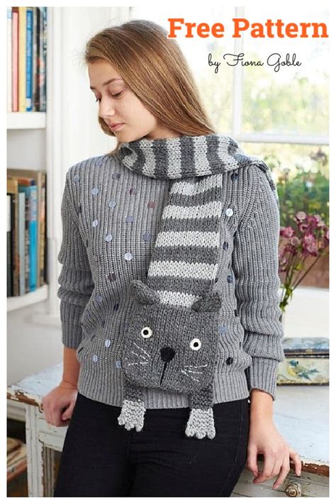 Free Knitting Patterns Cat Scarf