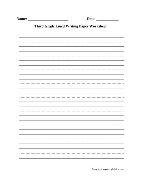 Free Lined Paper For Third Grade