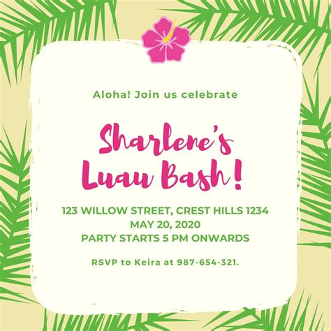 Free Luau Invite Printable