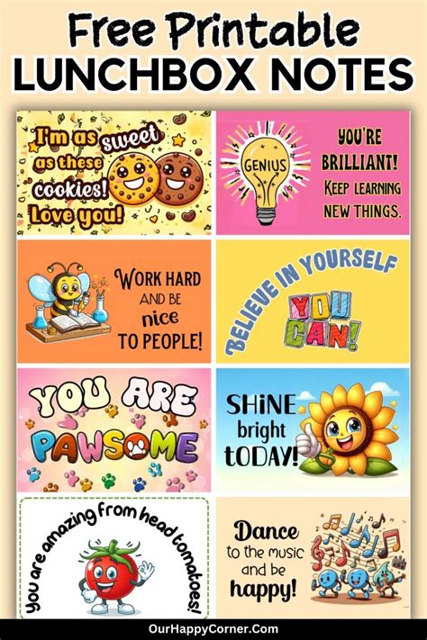 Free Lunch Note Printables