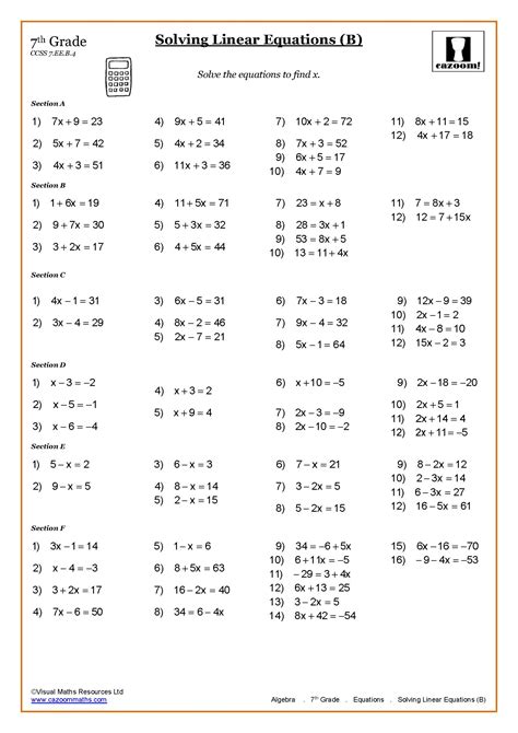 Free Math 7 Worksheets