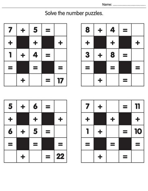 Free Math Puzzles Printable