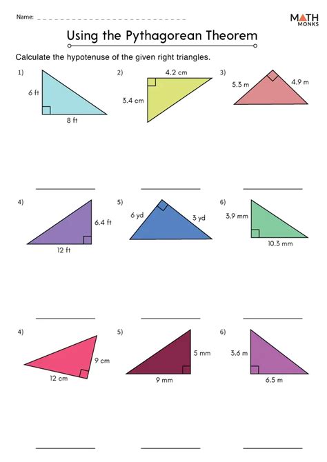 Free Math Worksheets Using Pythagorean Theorem