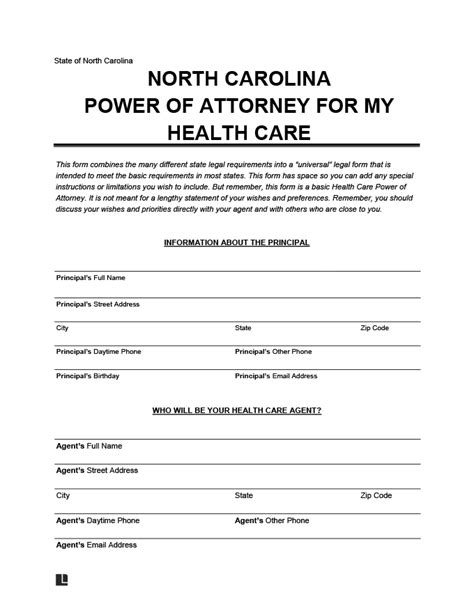 free medical power of attorney form for north carolina