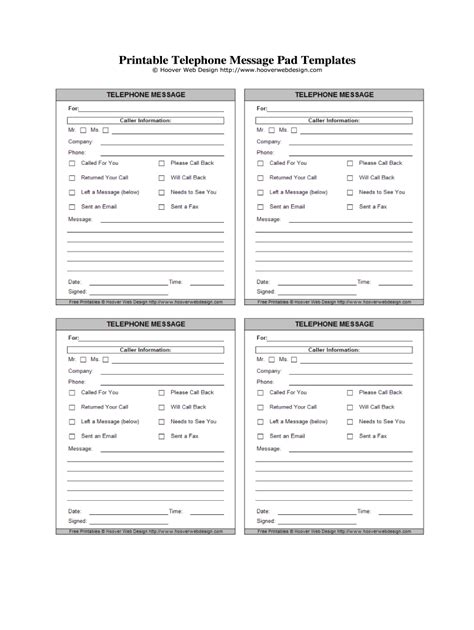 Free Message Pad Template Printable