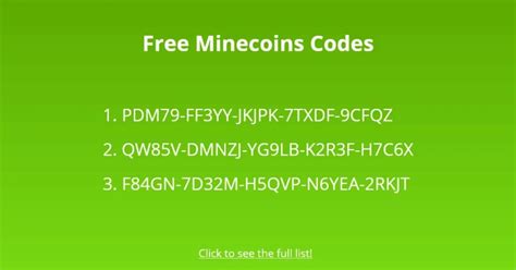 free minecoins code