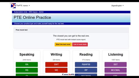 free mock test for pte