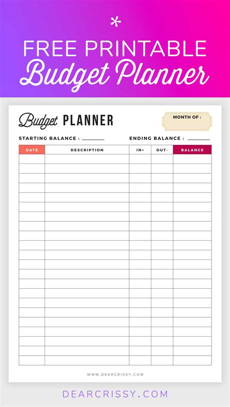 free monthly finance planner printables